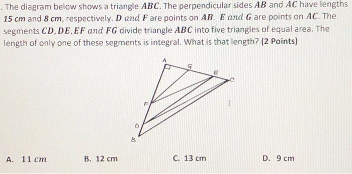 Solved The diagram below shows a triangle ABC. The | Chegg.com