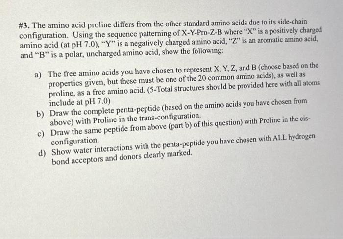 Solved \#3. The amino acid proline differs from the other | Chegg.com