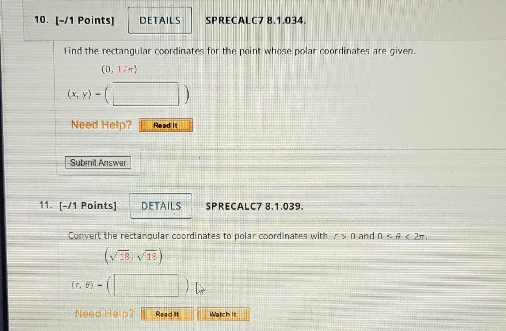 Solved Find the rectangular coordinates for the point whose | Chegg.com