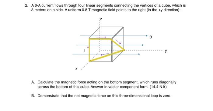 Solved 2. A 6-A current flows through four linear segments | Chegg.com