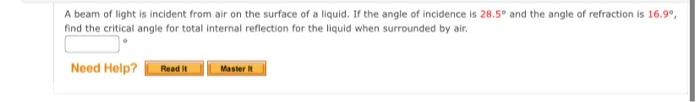 Solved A beam of light is incident from air on the surface | Chegg.com