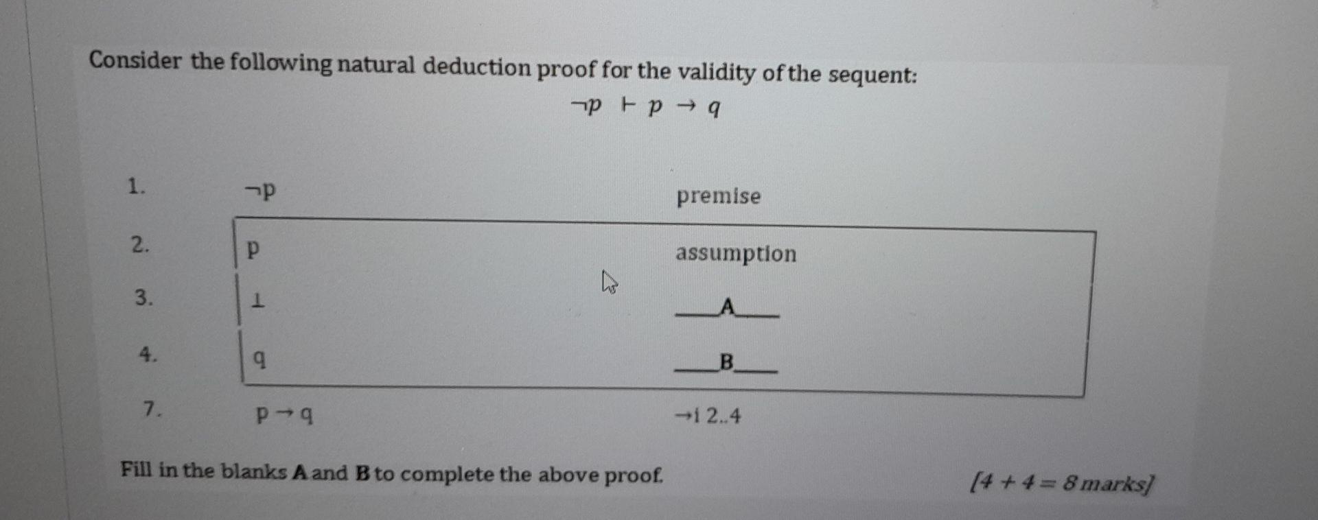 Solved Consider The Following Natural Deduction Proof For | Chegg.com