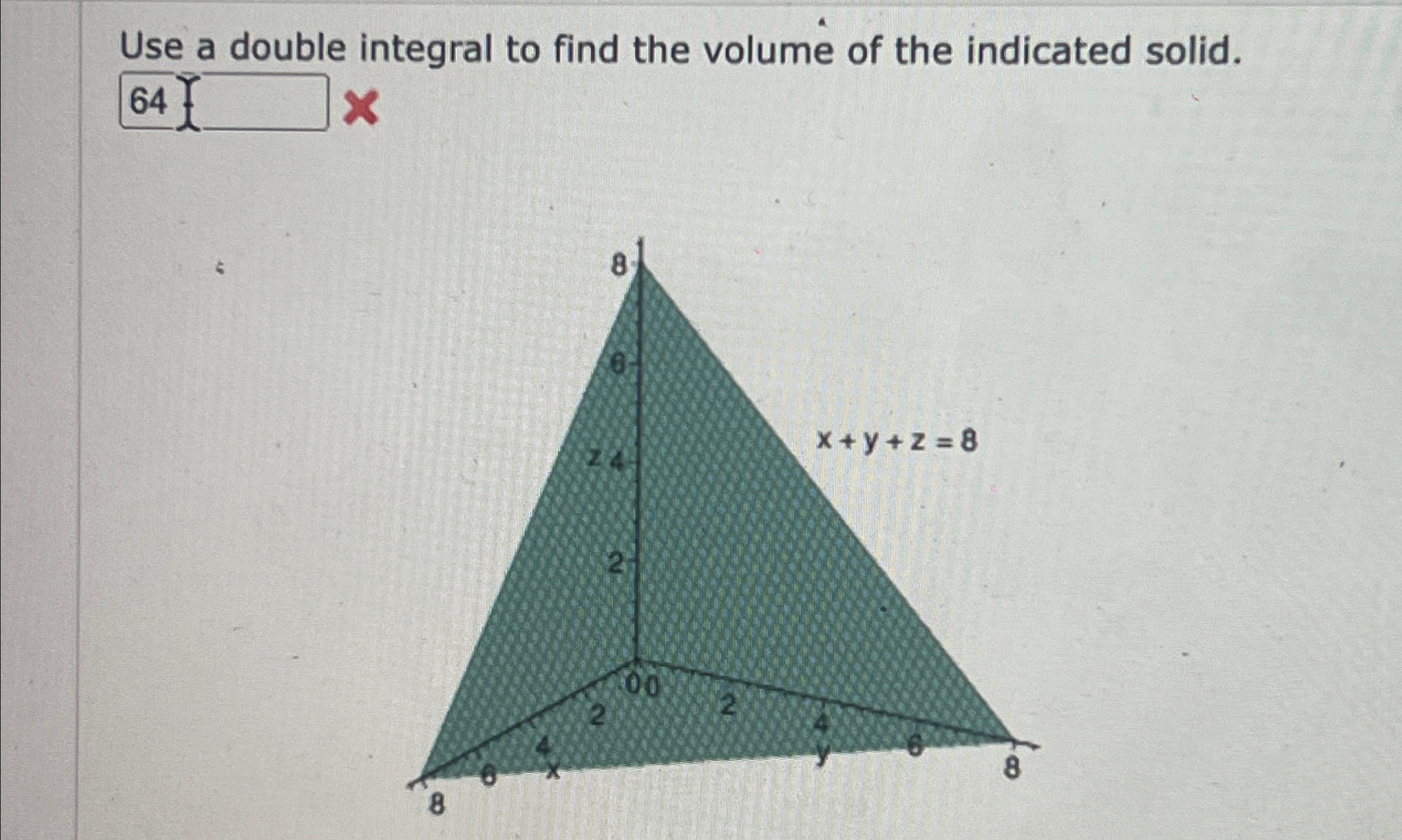 Solved Use a double integral to find the volume of the | Chegg.com
