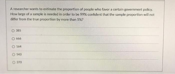 Solved A researcher wants to estimate the proportion of | Chegg.com