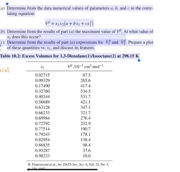 Solved Determine from the data numerical values of | Chegg.com