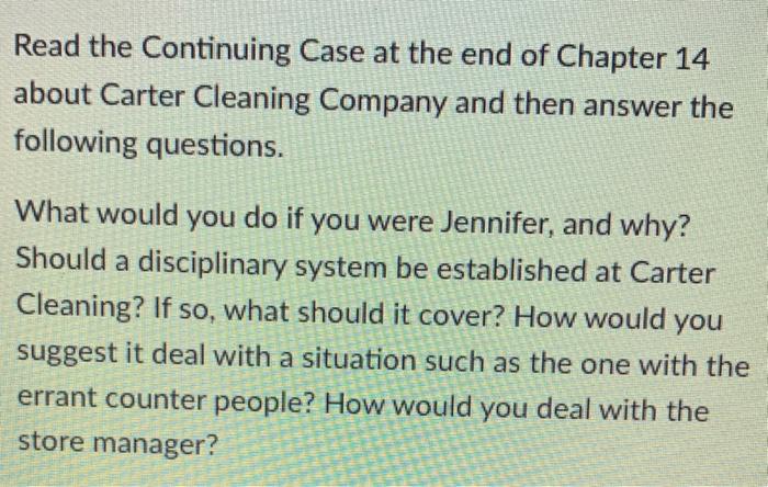 carter cleaning company case study chapter 1