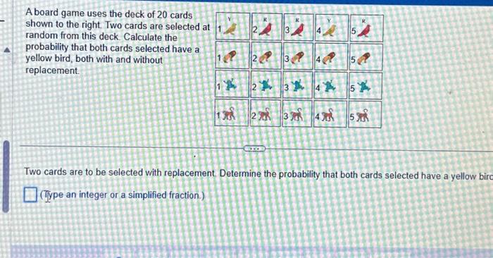 Solved A board game uses the deck of 20 cards shown to the | Chegg.com