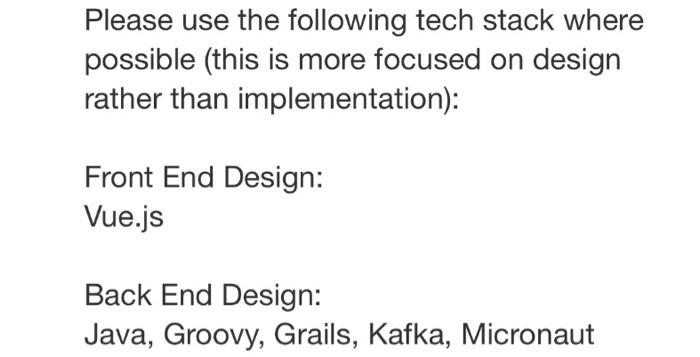 Please use the following tech stack where possible | Chegg.com