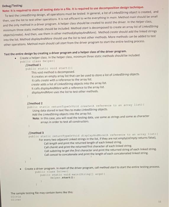 Solved B. Project description Project 2 ADT LinkedString | Chegg.com
