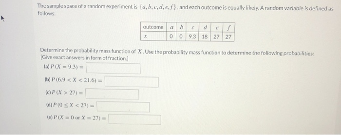 Solved The Sample Space Of A Random Experiment Is | Chegg.com