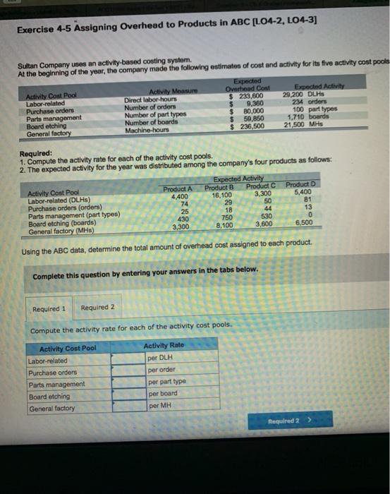 Solved Exercise 4-5 Assigning Overhead to Products in ABC | Chegg.com