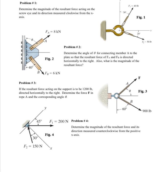 Solved Problem #1: Determine the magnitude of the resultant | Chegg.com