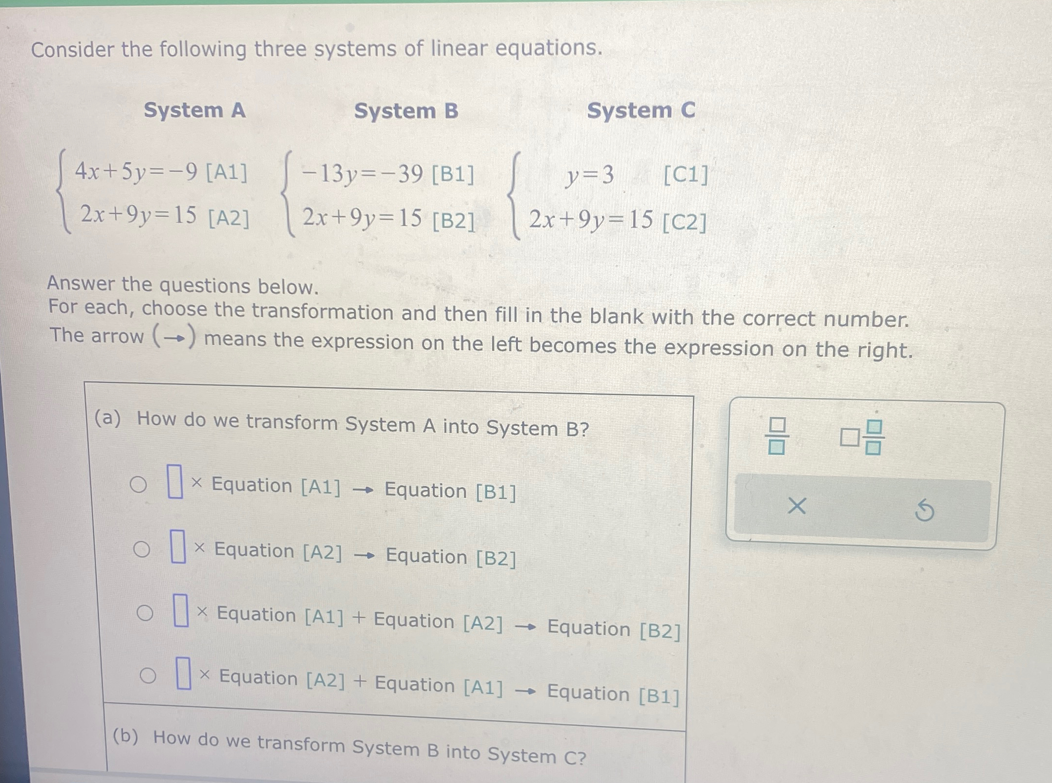 Solved Consider the following three systems of linear | Chegg.com