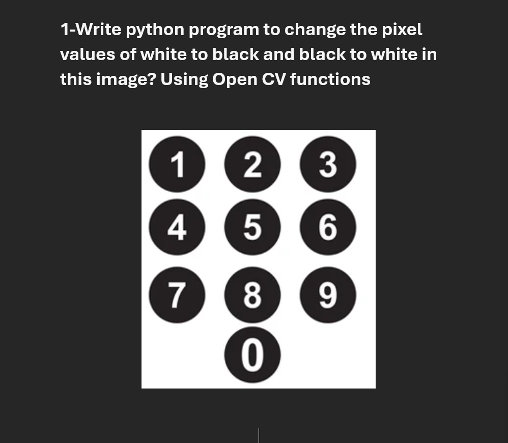Solved 1-Write python program to change the pixel values of | Chegg.com