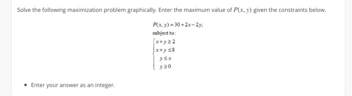 Solved Solve The Following Maximization Problem Graphically. | Chegg.com