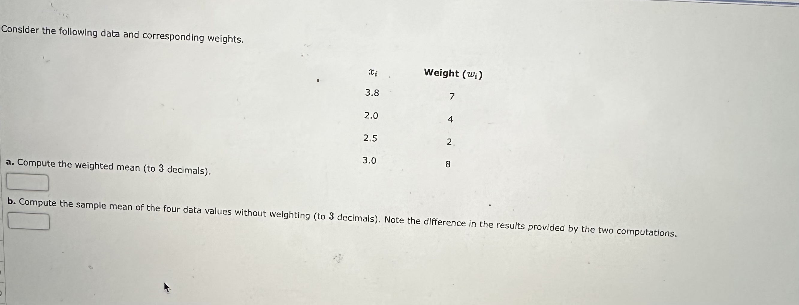 Solved Consider the following data and corresponding | Chegg.com