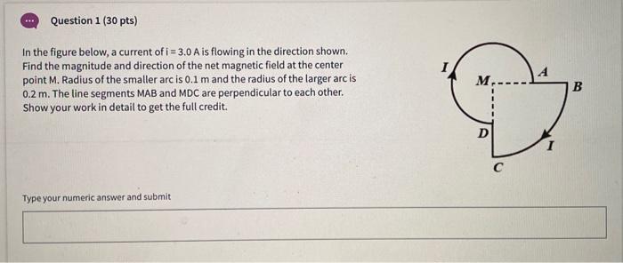 Solved Question 1 (30 pts) In the figure below, a current of | Chegg.com