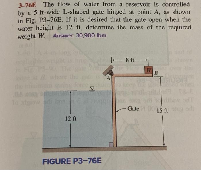Solved 3−76E The flow of water from a reservoir is | Chegg.com