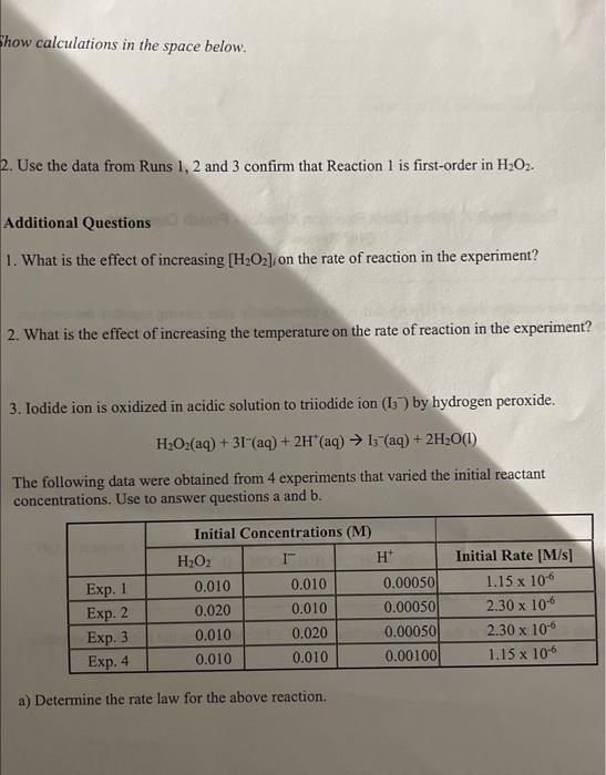 Solved Show calculations in the space below. 2. Use the data | Chegg.com