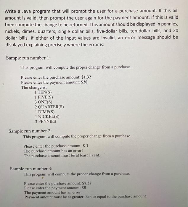 Solved Write a Java program that will prompt the user for a | Chegg.com