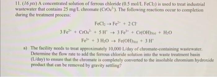 11. (16 pts) A concentrated solution of ferrous | Chegg.com