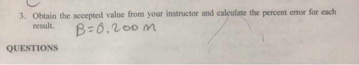 Solved 3. Obtain the accepted value from your instructor and | Chegg.com