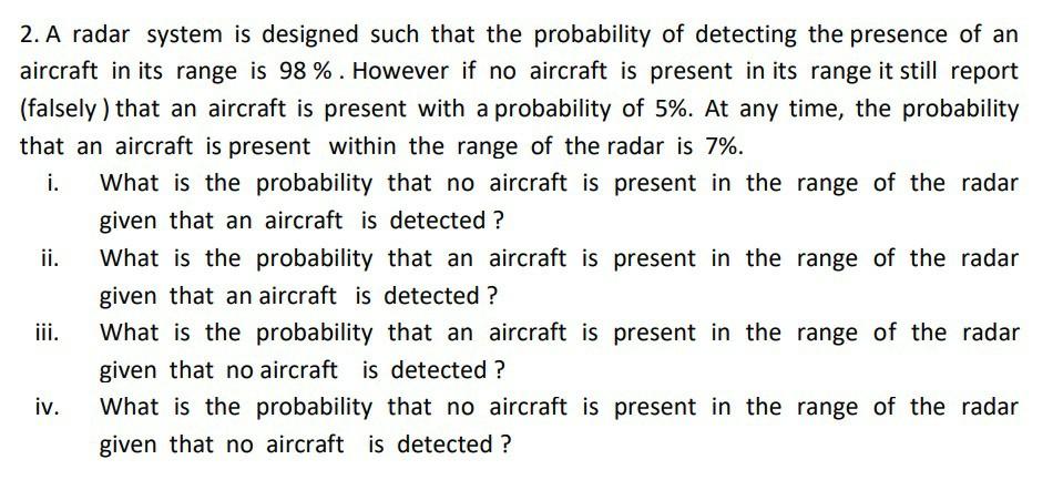 Solved 2. A radar system is designed such that the | Chegg.com