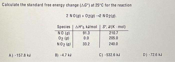 Solved Calculate the standard free energy change (ΔG∘) at | Chegg.com