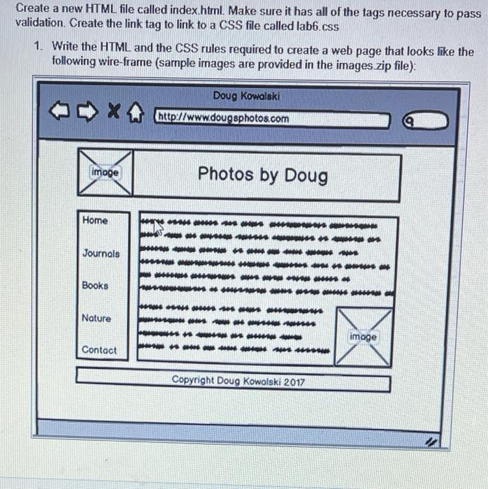 Solved Create a new HTML file called index.html. Make sure | Chegg.com