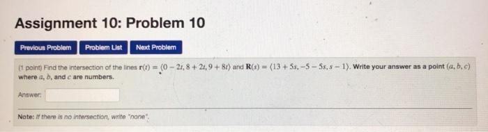 Solved Assignment 10: Problem 10 Previous Problem Problem | Chegg.com