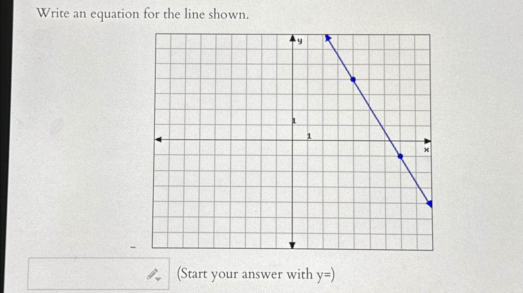 Solved Write an equation for the line shown.(Start your | Chegg.com