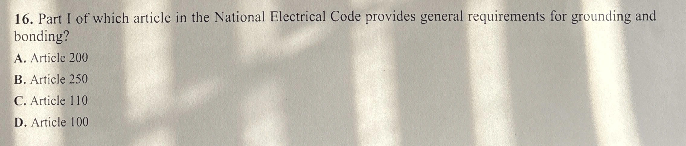 Solved Part I of which article in the National Electrical | Chegg.com