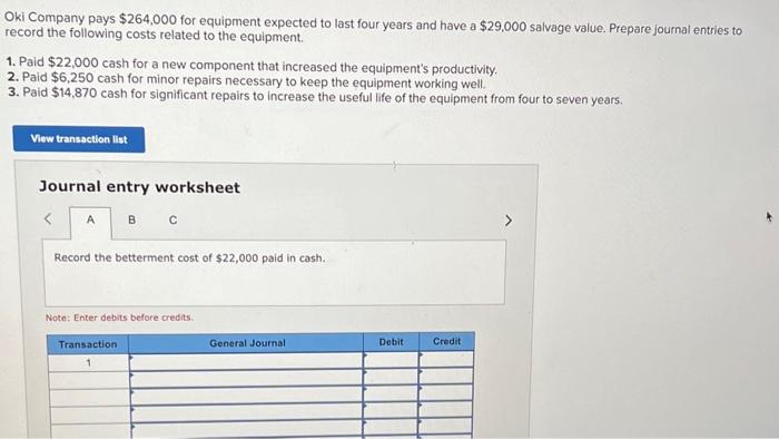 Solved Oki Company pays $264,000 for equipment expected to | Chegg.com