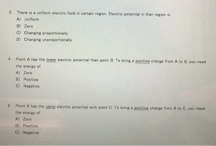 Solved 3 There is a uniform electric field in certain | Chegg.com
