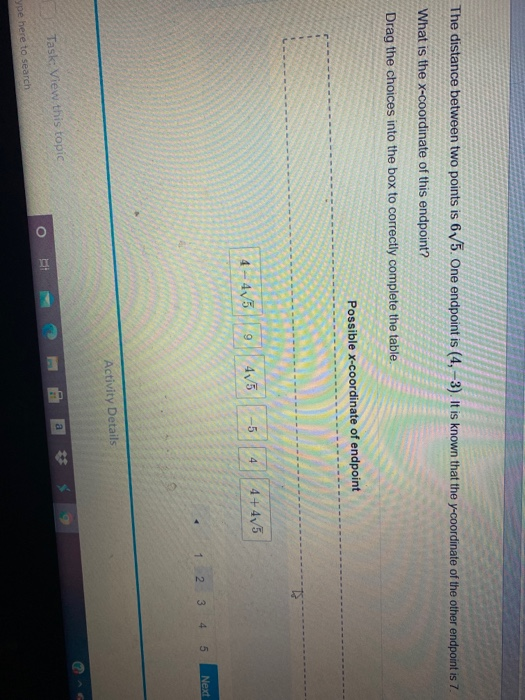 Solved The mid point of a line segment is (-1,6). One | Chegg.com