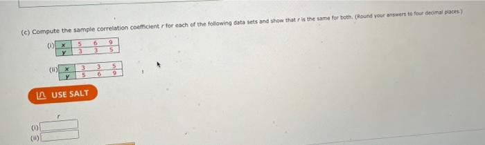 Solved (c) Compute the sample correlation coefficient for | Chegg.com