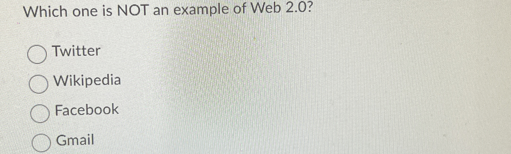 Solved Which one is NOT an example of Web | Chegg.com