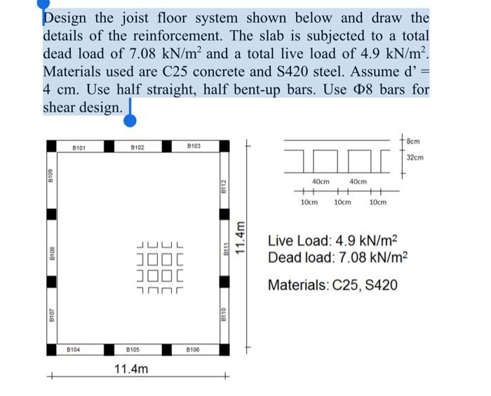 Solved Design the joist floor system shown below and draw | Chegg.com