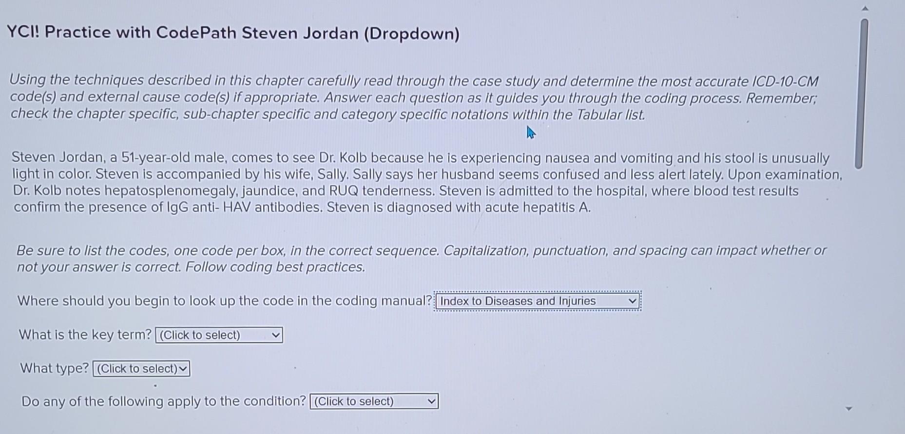 Solved YCI! Practice with CodePath Steven Jordan (Dropdown) | Chegg.com