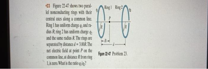 Solved Ring! Ring 2 P 23 Figure 22-47 shows two paral- lel | Chegg.com