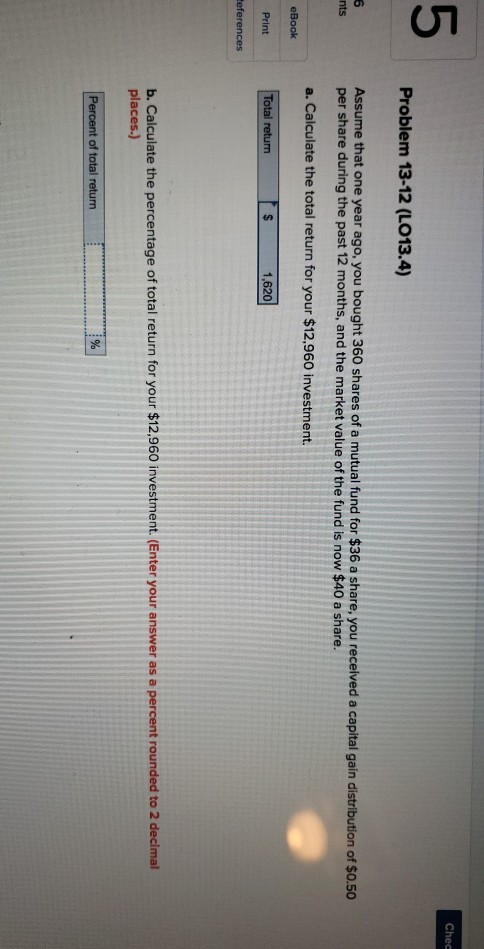 Solved Chec 5 Problem 13-12 (LO13.4) 6 nts Assume that one | Chegg.com