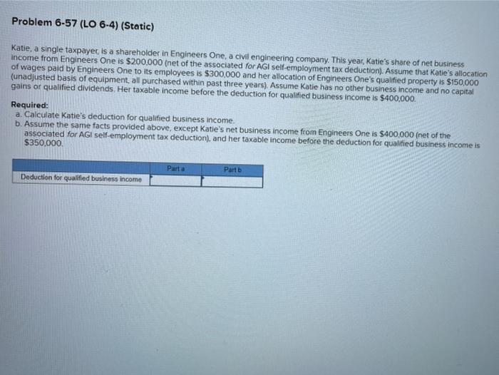 Solved Problem 6-57 (Lo 6-4) (Static) Katie, A Single | Chegg.com