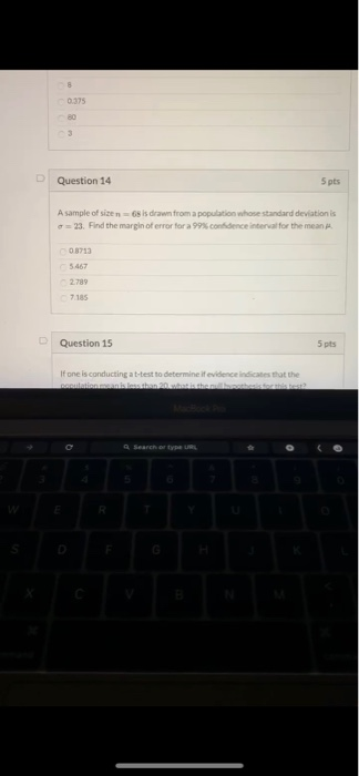 Solved Question 14 5 pts A sample of size is drawn from a | Chegg.com