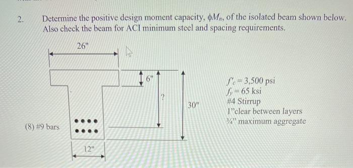 Solved 2. Determine the positive design moment capacity, M., | Chegg.com