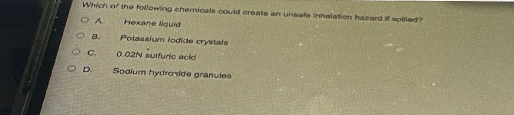 Solved Which of the following chemicals could create an | Chegg.com