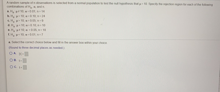 Solved A random sample of n observations is selected from a | Chegg.com
