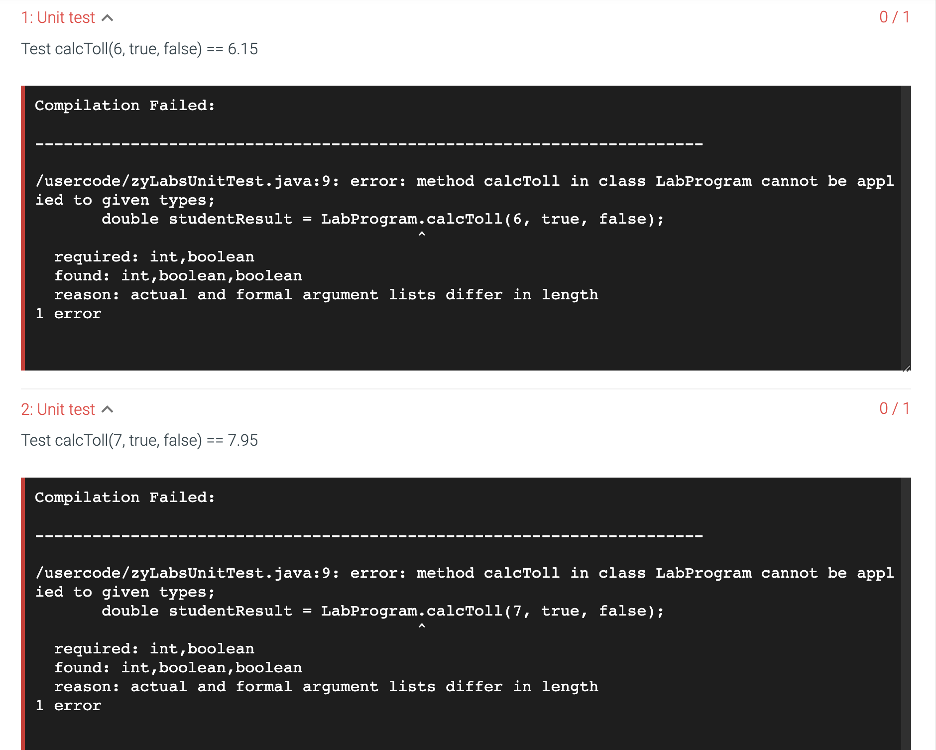 Solved Compilation Failed:/usercode/zyLabsUnitTest.java:9: | Chegg.com