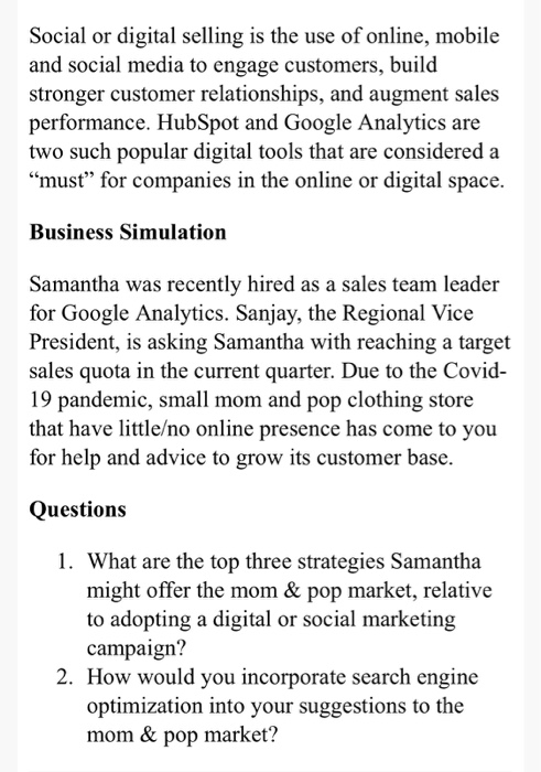 Solved Social or digital selling is the use of online, | Chegg.com