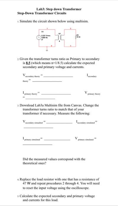 Solved Lab3: Step Down Transformer Step-down Transformer 