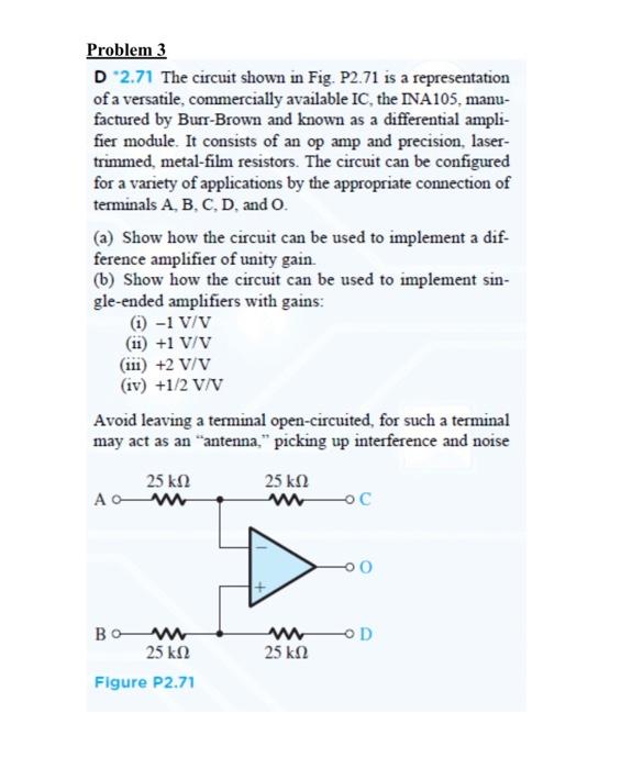 Solved Problem 3 D *2.71 The Circuit Shown In Fig. P2.71 Is | Chegg.com